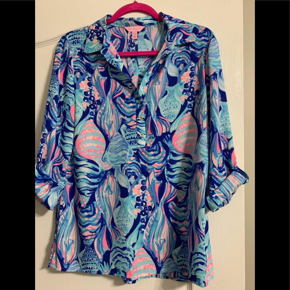 Lillie Pulitzer Laddie Top Twilight Blue Scale Up